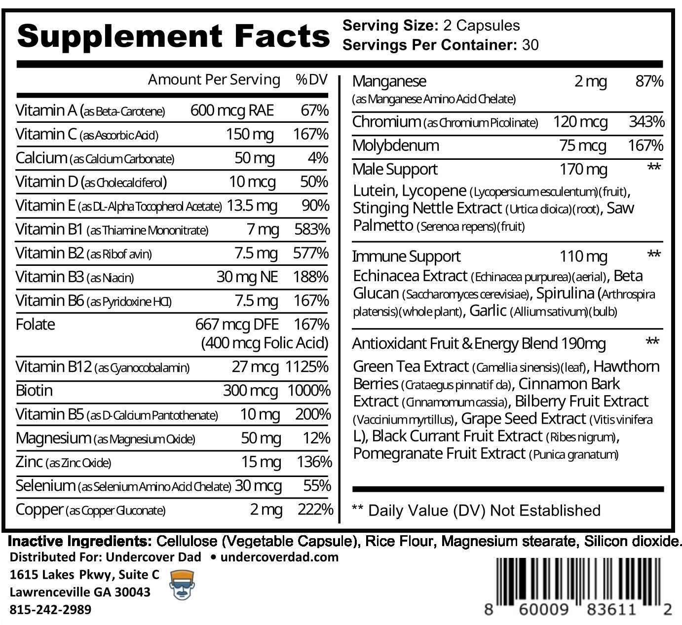 Men’s Multivitamin - Routine Maintenance - UNDERCOVER DAD, LLC