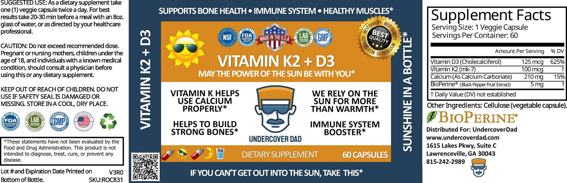 Vitamin K2 + D3 - UNDERCOVER DAD, LLC