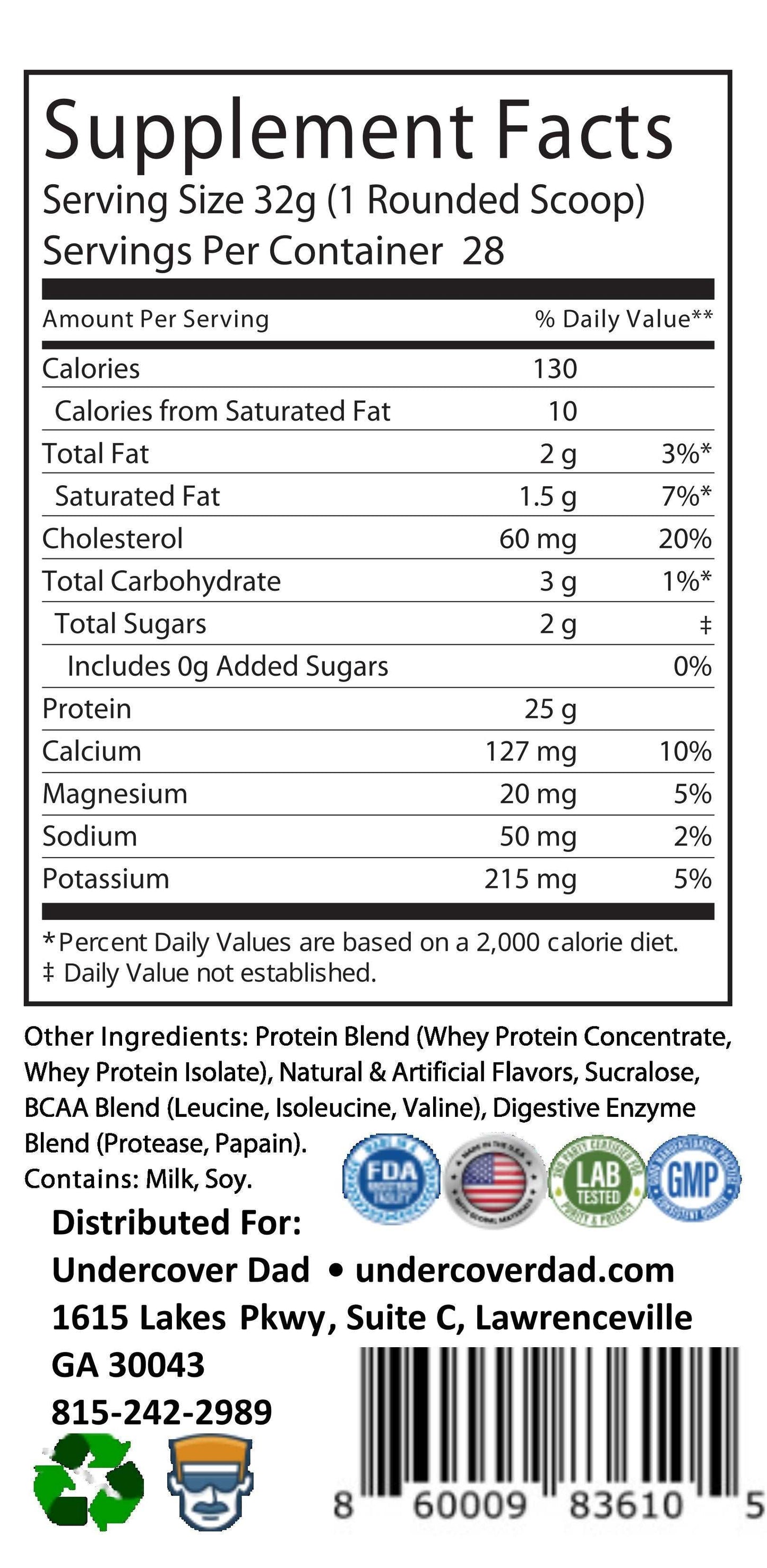 VANILLA WHEY PROTEIN W/ WHEY ISOLATES - THE LEFT OF WHEY - UNDERCOVER DAD, LLC