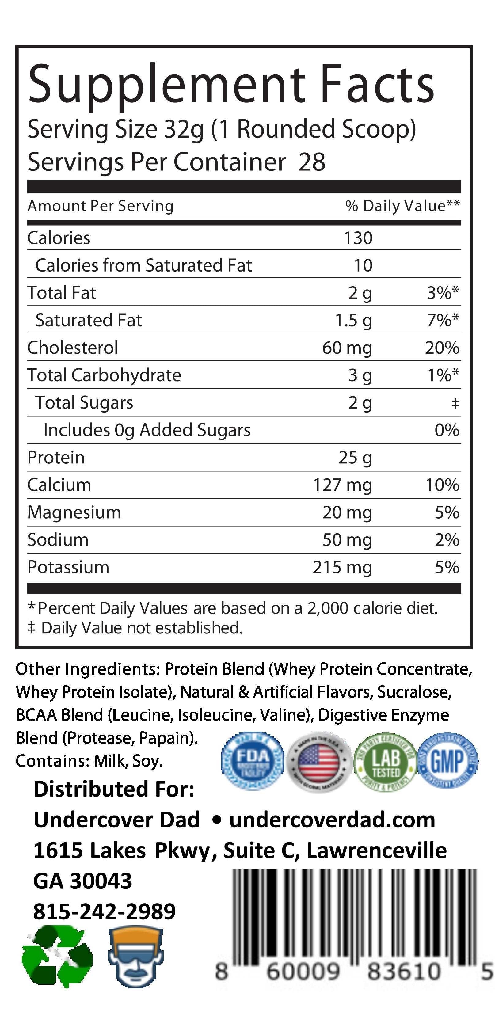 VANILLA WHEY PROTEIN W/ WHEY ISOLATES - THE LEFT OF WHEY - UNDERCOVER DAD, LLC