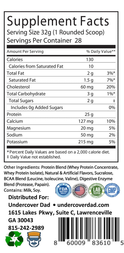 VANILLA WHEY PROTEIN W/ WHEY ISOLATES - THE LEFT OF WHEY - UNDERCOVER DAD, LLC