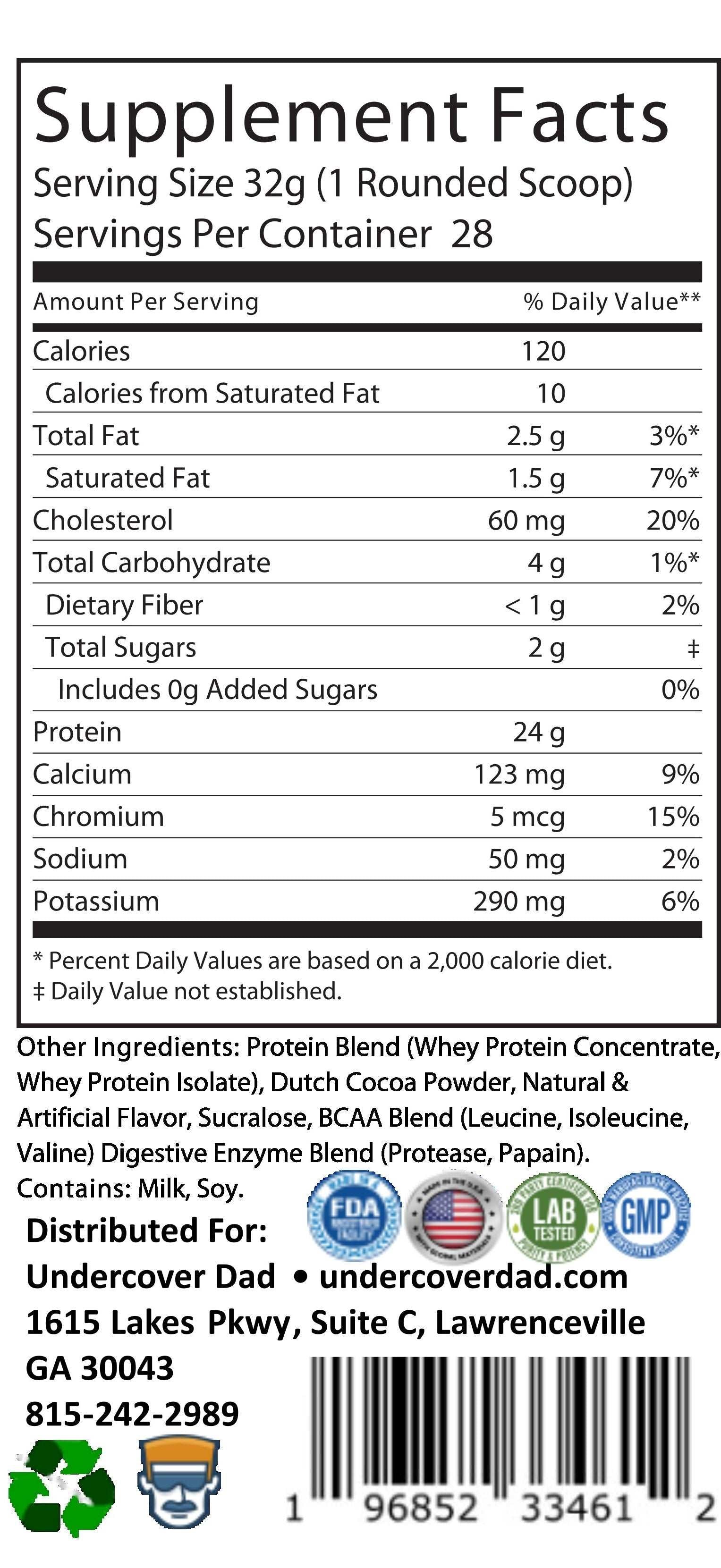 CHOCOLATE MILKSHAKE WHEY PROTEIN W/ WHEY ISOLATES - THE RIGHT OF WHEY - UNDERCOVER DAD, LLC