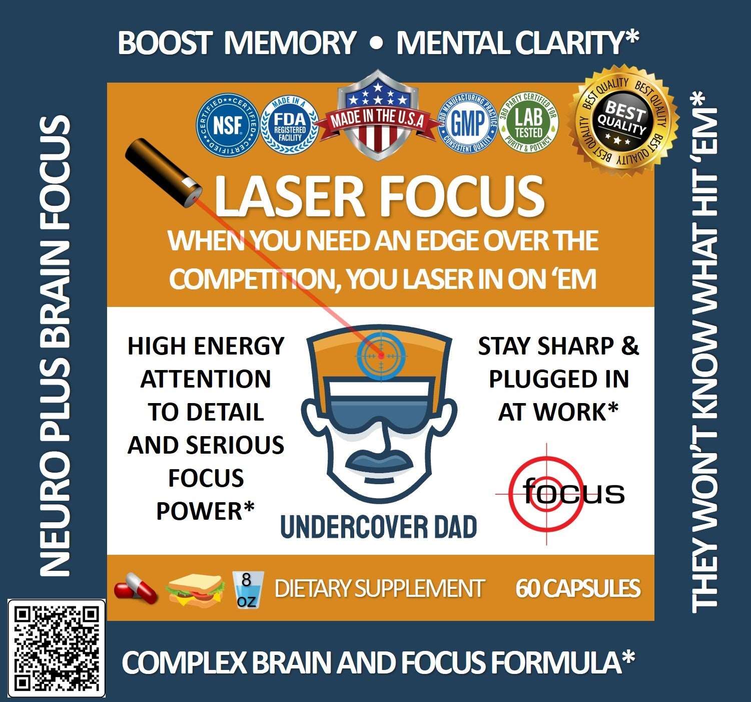 Neuro Plus Brain Booster Focus Supplement - Nootropic Memory