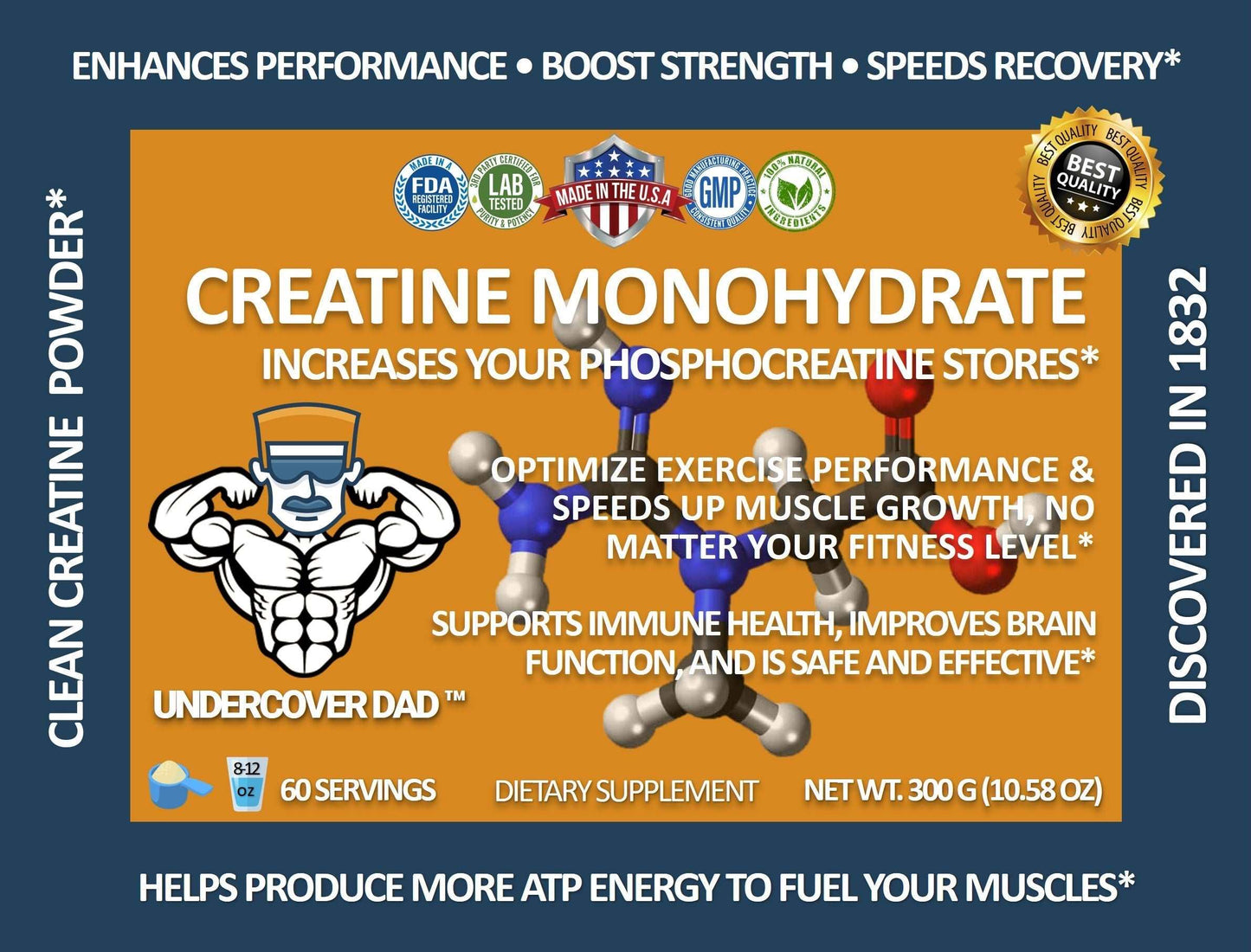 Creatine Monohydrate- Creatine Powder - UNDERCOVER DAD, LLC